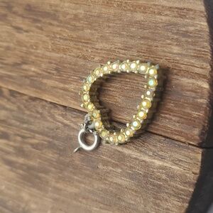 Double-sided aurora borealis and pearl‎ necklace pendant heart shape jewelry